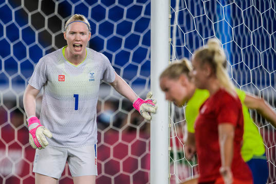 Hedvig Lindahl of Sweden in the women’s football final