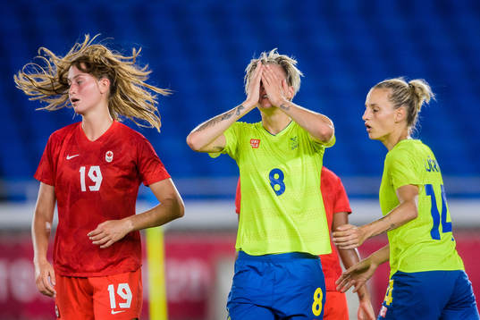 Lina Hurtig of Sweden looks dejected in the women’s