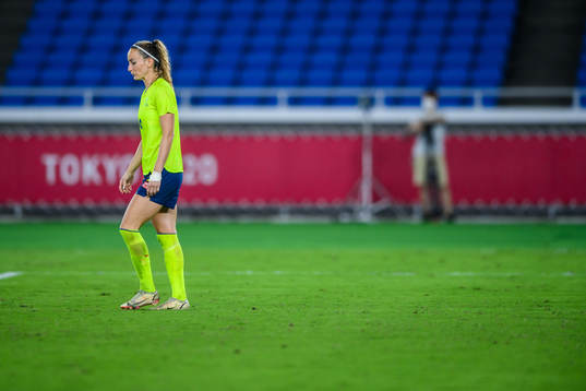 Kosovare Asllani of Sweden looks dejected in the women’s