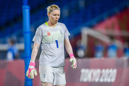 Hedvig Lindahl of Sweden looks dejected