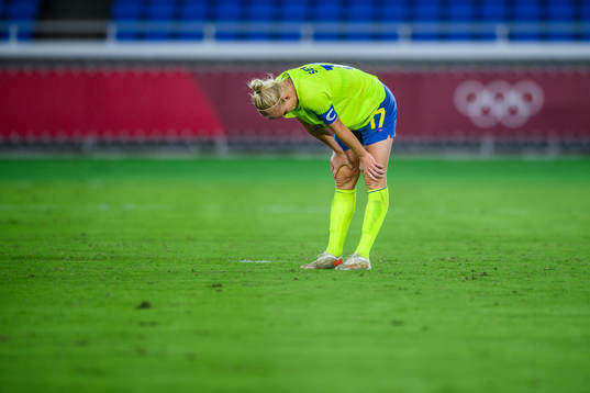 Caroline Seger of Sweden looks dejected