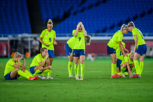 Kosovare Asllani of Sweden looks dejected