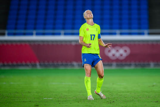 Caroline Seger of Sweden looks dejected