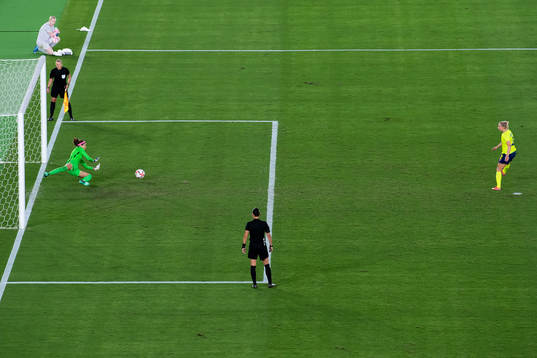 Jonna Andersson of Sweden misses penalty in the women’s