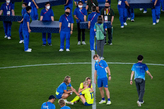 Caroline Seger of Sweden looks dejected