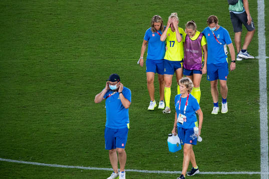 Caroline Seger of Sweden looks dejected