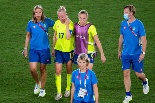 Caroline Seger of Sweden looks dejected