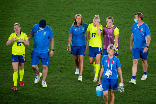 Caroline Seger of Sweden looks dejected