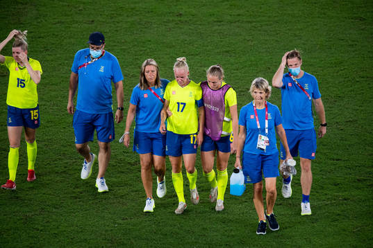 Caroline Seger of Sweden looks dejected