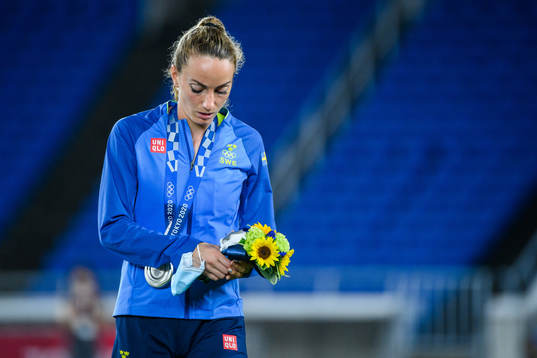 Kosovare Asllani of Sweden looks dejected