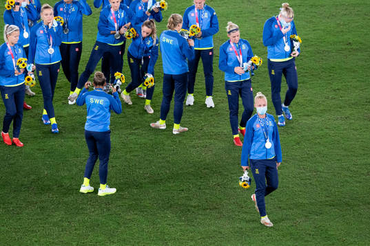 Caroline Seger of Sweden looks dejected