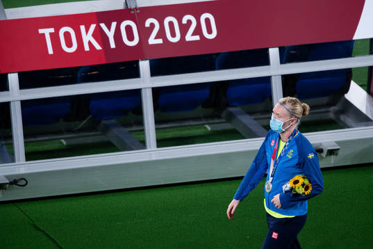 Goalkeeper Hedvig Lindahl of Sweden looks dejected