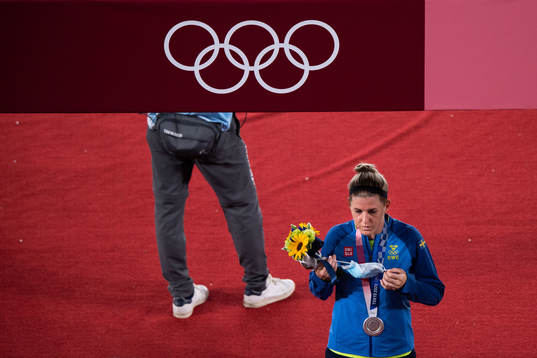 Olivia Schough of Sweden looks dejected