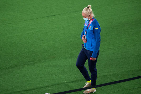 Caroline Seger of Sweden looks dejected