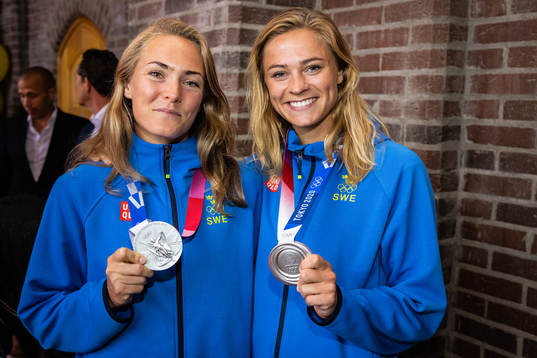 Magdalena Eriksson and Fridolina Rolfö of Sweden at a