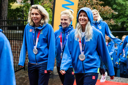Jennifer Falk, Rebecka Blomqvist, and Hanna Glas of Sweden