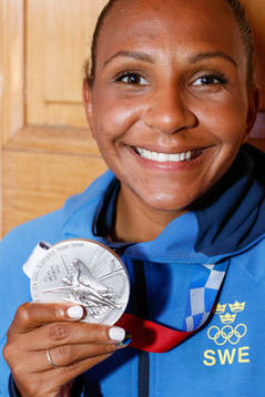 Madelen Janogy of Sweden at a press meet