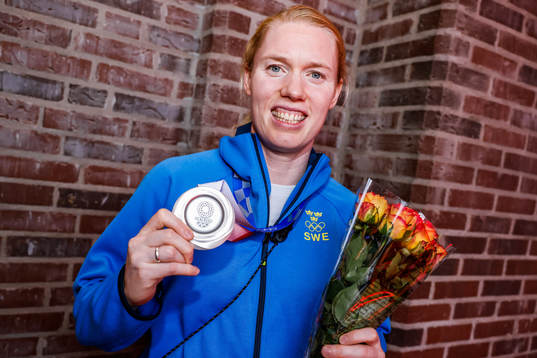 Hedvig Lindahl of Sweden at a press meet