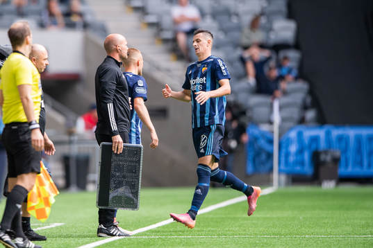 Djurgårdens Nicklas Bärkroth och Haris Radetinac