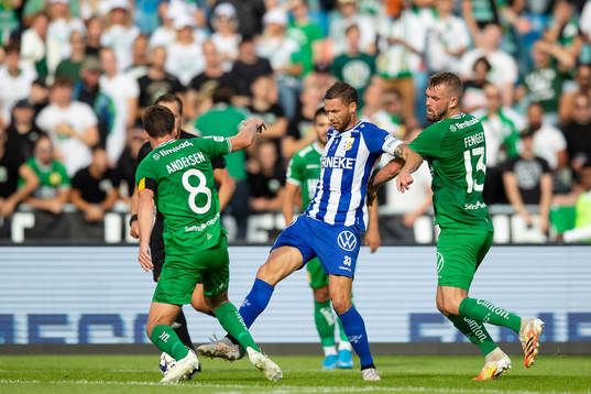 Hammarbys Jeppe Andersen och Mads Fenger Nielsen mot IFK