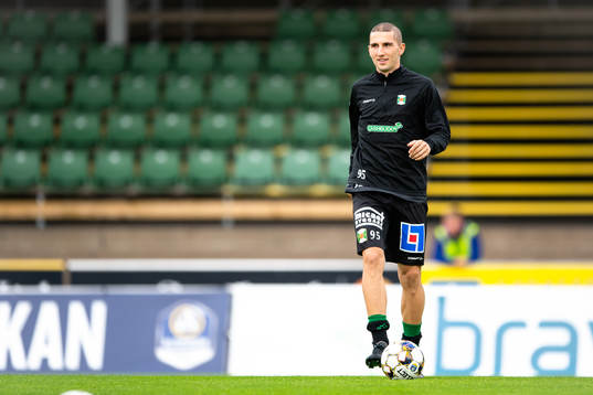 Varbergs Adnan Kojic före fotbollsmatchen i Allsvenskan