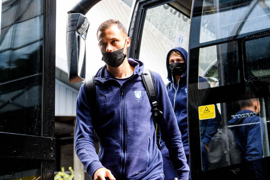 Veljko Birmancevic of Malmö FF arrivals at their hotel