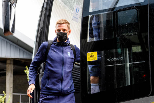 Sören Rieks of Malmö FF arrivals at the team hotel