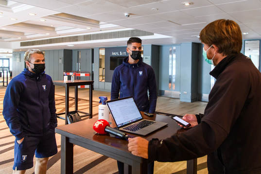 Oscar Lewicki and Antonio Colak of Malmö FF is interviewed