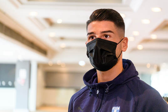Antonio Colak of Malmö FF is interviewed by the media