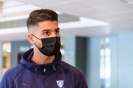 Antonio Colak of Malmö FF is interviewed by the media