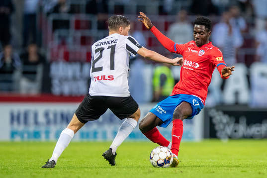 Landskronas Kevin Jensen och Helsingborgs Benjamin Acquah