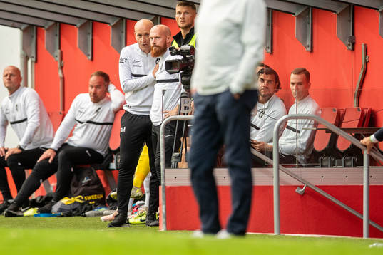 Landskronas tränare Billy Magnusson och assisterande