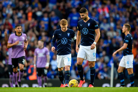 Anders Christiansen and Antonio Colak of Malmö FF look
