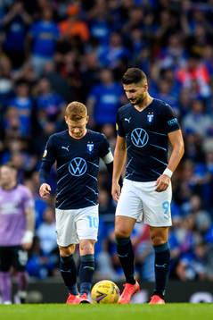 Anders Christiansen and Antonio Colak of Malmö FF look