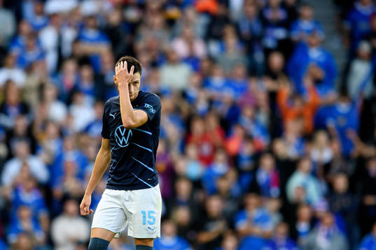 Anel Ahmedhodzic of Malmö FF looks dejected