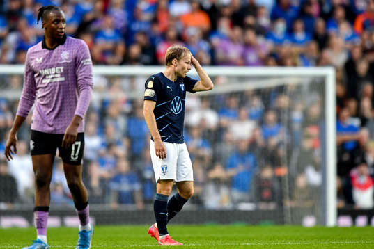 Oscar Lewicki of Malmö FF looks dejected