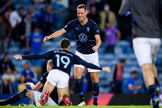 Veljko Birmancevic and Niklas Moisander of Malmö FF