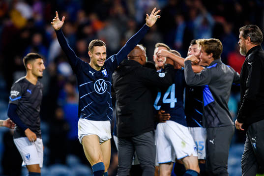 Veljko Birmancevic of Malmö FF celebrates