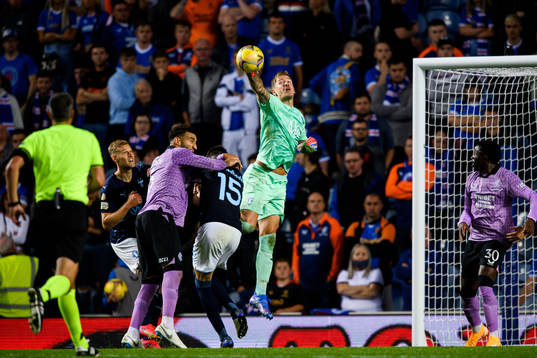Goalkeeper Johan Dahlin of Malmö FF with a save