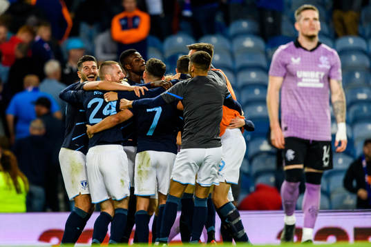Players of Malmö FF celebrates with his teammates while