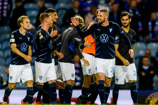 Lasse Nielsen of Malmö FF celebrates with his teammates
