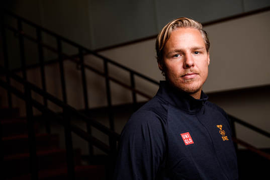Hampus Lindholm poses for a portrait