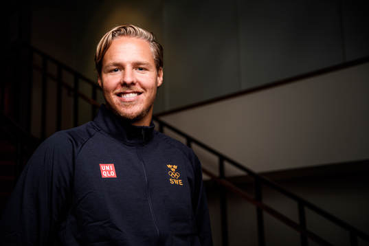 Hampus Lindholm poses for a portrait