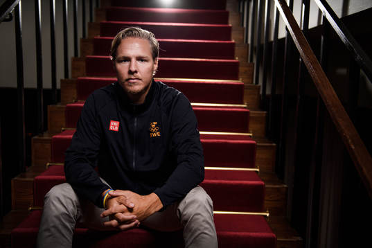 Hampus Lindholm poses for a portrait