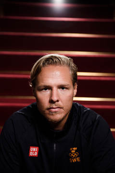 Hampus Lindholm poses for a portrait