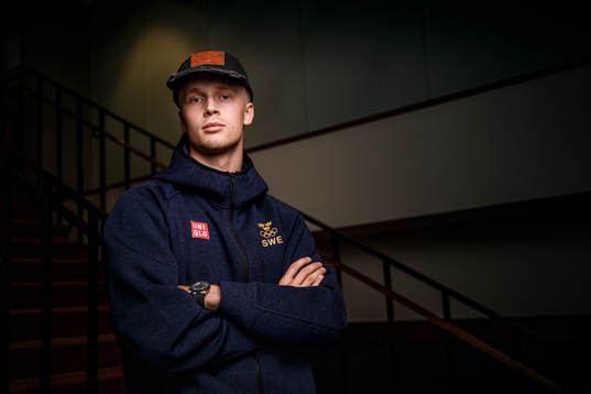 Elias Pettersson poses for a portrait