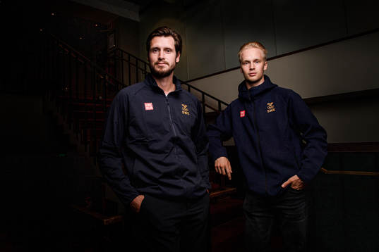Oliver Ekman-Larsson and Elias Pettersson pose for a
