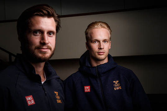 Oliver Ekman-Larsson and Elias Pettersson pose for a