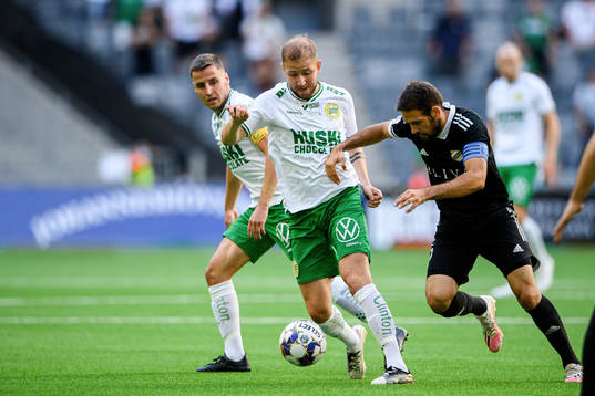Darijan Bojanic of Hammarby and Marko Docic of Cukaricki