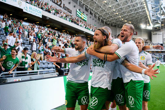 Bjørn Paulsen of Hammarby celebrates the 3-0 goal